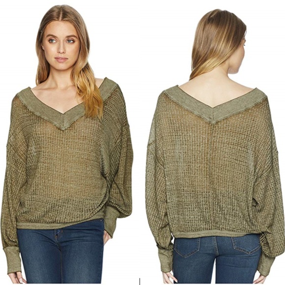 NWT Free People Southside V-neck Thermal - Picture 1 of 4